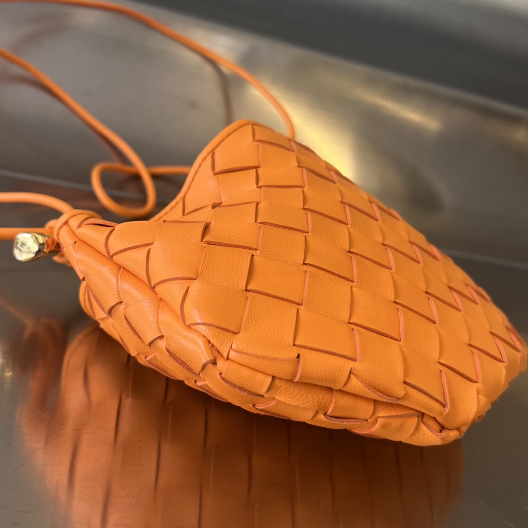 Mini Sardine Intrecciato Leather Shoulder Bag Orange 